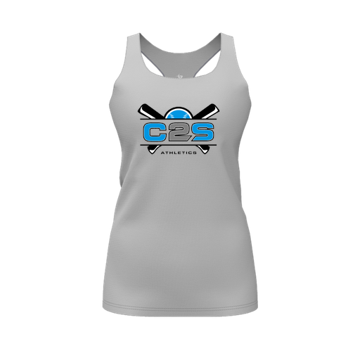 [FT0TRBGY-FYS-LOGO2] Decker Racerback Tank Top (Female Youth S, Gray, Logo 2)