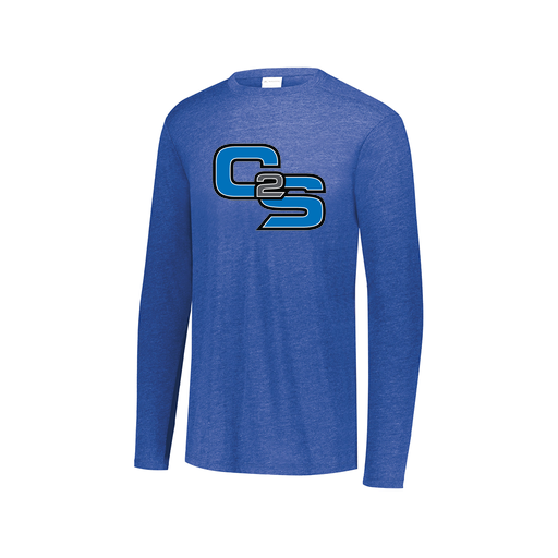 [FTLCUBRY-AXS-LOGO3] Decker Men's Tri-Blend T-Shirt - Long Sleeve (Adult XS, Royal, Logo 3)