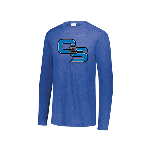 [FTLCUBRY-YS-LOGO3] Decker Youth Tri-Blend T-Shirt - Long Sleeve (Youth S, Royal, Logo 3)