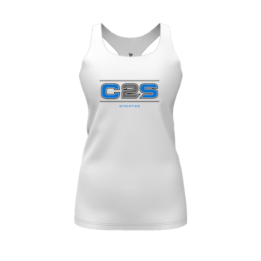[CUS-DFW-RCBK-PER-WHT-FYS-LOGO1] Racerback Tank Top (Female Youth S, White, Logo 1)