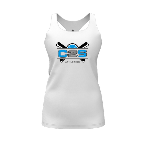 [CUS-DFW-RCBK-PER-WHT-FYS-LOGO2] Racerback Tank Top (Female Youth S, White, Logo 2)