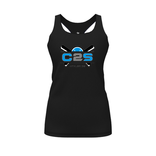 [CUS-DFW-RCBK-PER-BLK-FYS-LOGO2] Racerback Tank Top (Female Youth S, Black, Logo 2)