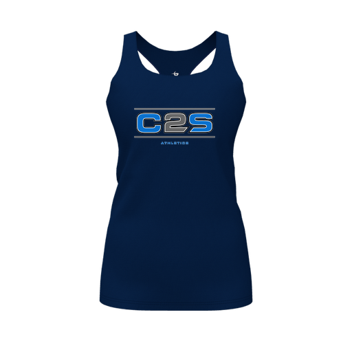 [FT0TRBNV-FYS-LOGO1] Decker Racerback Tank Top (Female Youth S, Navy, Logo 1)