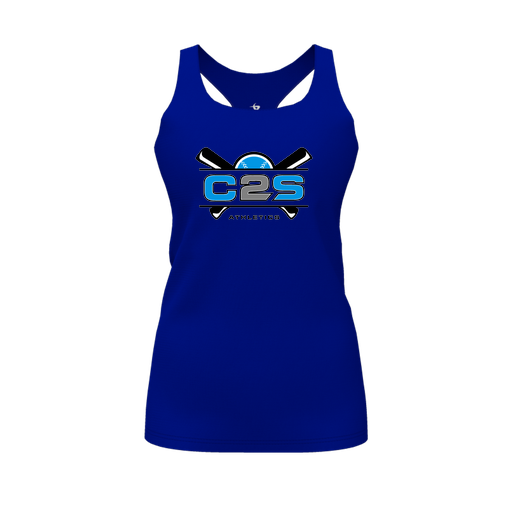 [CUS-DFW-RCBK-PER-RYL-FYS-LOGO2] Racerback Tank Top (Female Youth S, Royal, Logo 2)