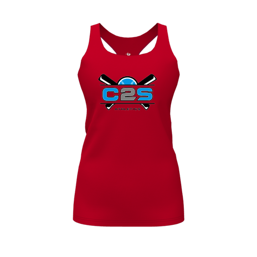 [CUS-DFW-RCBK-PER-RED-FYS-LOGO2] Racerback Tank Top (Female Youth S, Red, Logo 2)