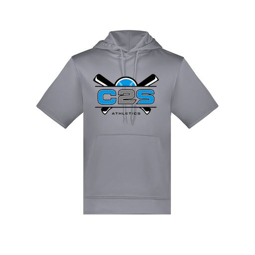 [6871.059.S-LOGO2] Men's Dri Fit Short Sleeve Hoodie (Adult S, Gray, Logo 2)