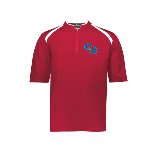 [229581-AS-RED-LOGO3] Men's Dugout Short Sleeve Pullover (Adult S, Red, Logo 3)