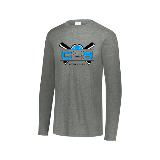 [FTLCUBGY-AXS-LOGO2] Decker Men's Tri-Blend T-Shirt - Long Sleeve (Adult XS, Gray, Logo 2)