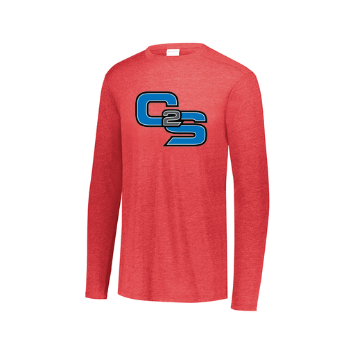 [FTLCUBRD-AXS-LOGO3] Decker Men's Tri-Blend T-Shirt - Long Sleeve (Adult XS, Red, Logo 3)
