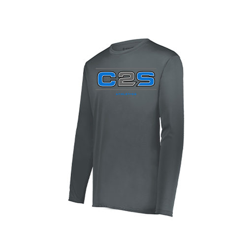 [222823.059.S-LOGO1] Youth LS Smooth Sport Shirt (Youth S, Gray, Logo 1)