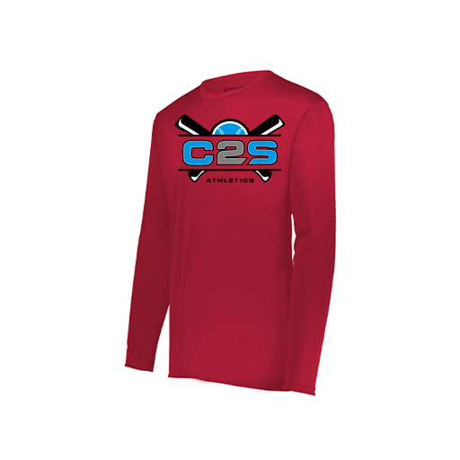 [222823.083.S-LOGO2] Youth LS Smooth Sport Shirt (Youth S, Red, Logo 2)