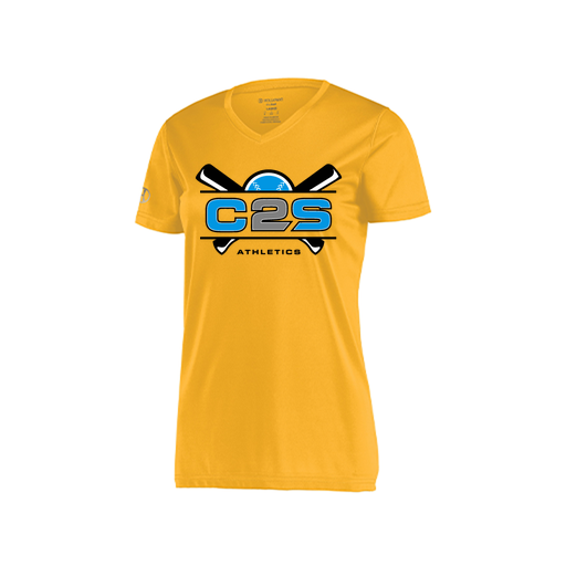 [222820.023.S-LOGO2] Ladies Movement Dri Fit Shirt (Female Adult S, Athletic Gold, Logo 2)