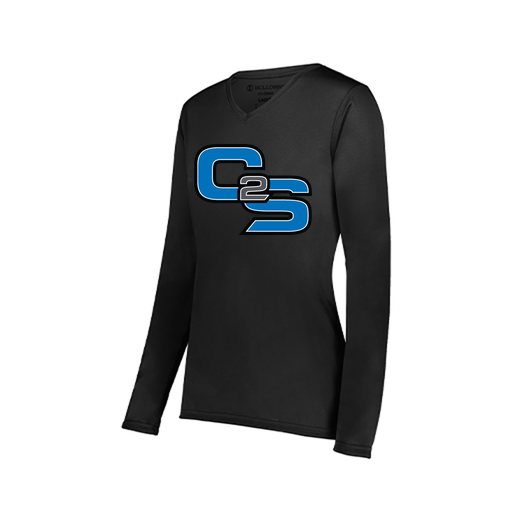 [222824.080.S-LOGO3] Ladies LS Smooth Sport Shirt (Female Adult S, Black, Logo 3)