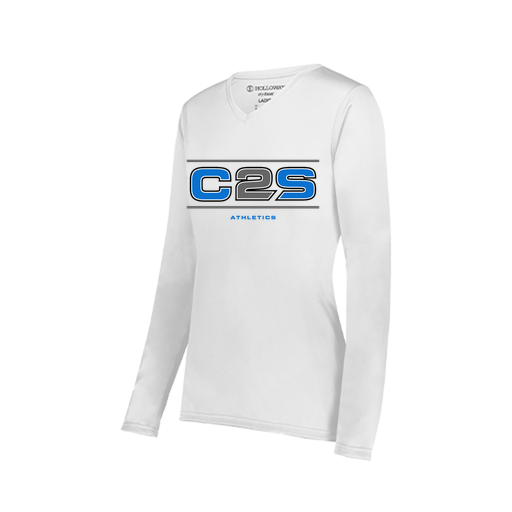 [222824.005.S-LOGO1] Ladies LS Smooth Sport Shirt (Female Adult S, White, Logo 1)