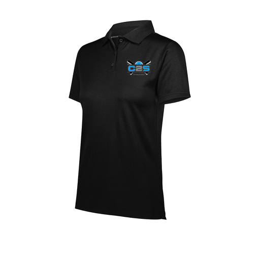 [222768.080.XS-LOGO2] Ladies Prism Polo (Female Adult XS, Black, Logo 2)