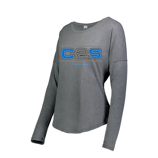 [3077.013.XS-LOGO1] Ladies LS Ultra-blend T-Shirt (Female Adult XS, Gray, Logo 1)